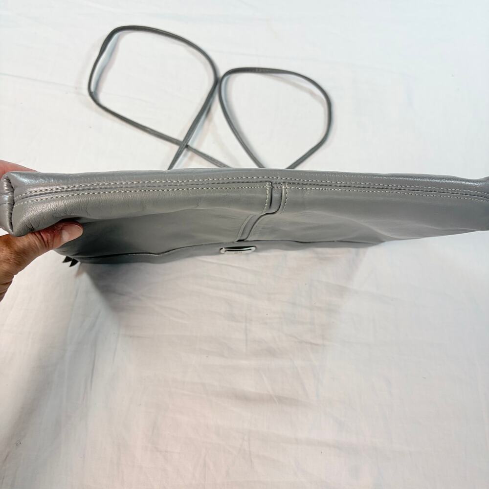 VTG Etienne Aigner gray leather crossbody shoulder bag. 2 pockets. handbag purse - Picture 6 of 9